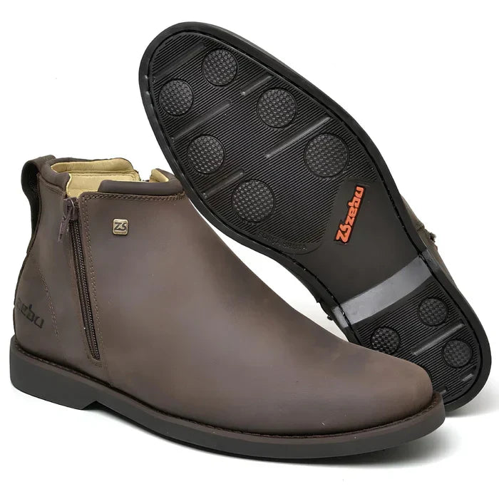 Kit Bota Zavu Casual Ortopédica Masculina de Cuero Legítimo