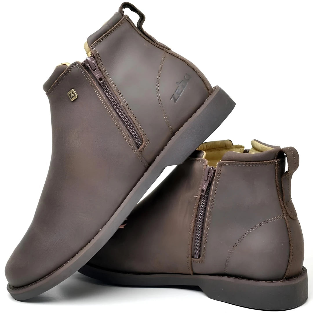 Kit Bota Zavu Casual Ortopédica Masculina de Cuero Legítimo