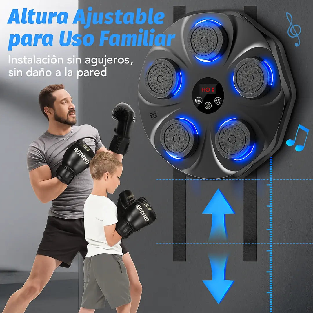 IronHit® - Maquina De Boxeo Con Bocina Bluetooth Y Juegos De Entrenamiento
