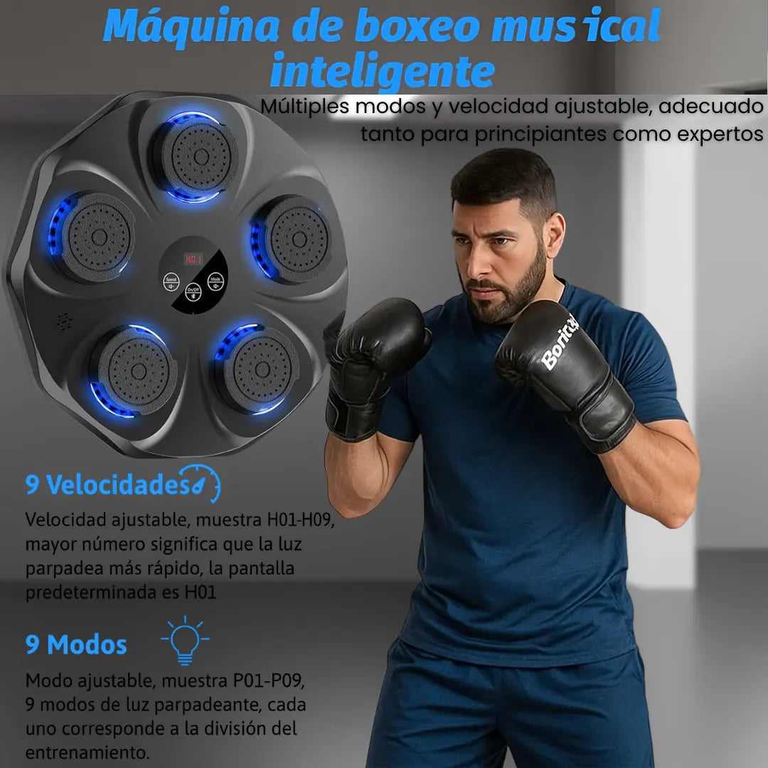 IronHit® - Maquina De Boxeo Con Bocina Bluetooth Y Juegos De Entrenamiento