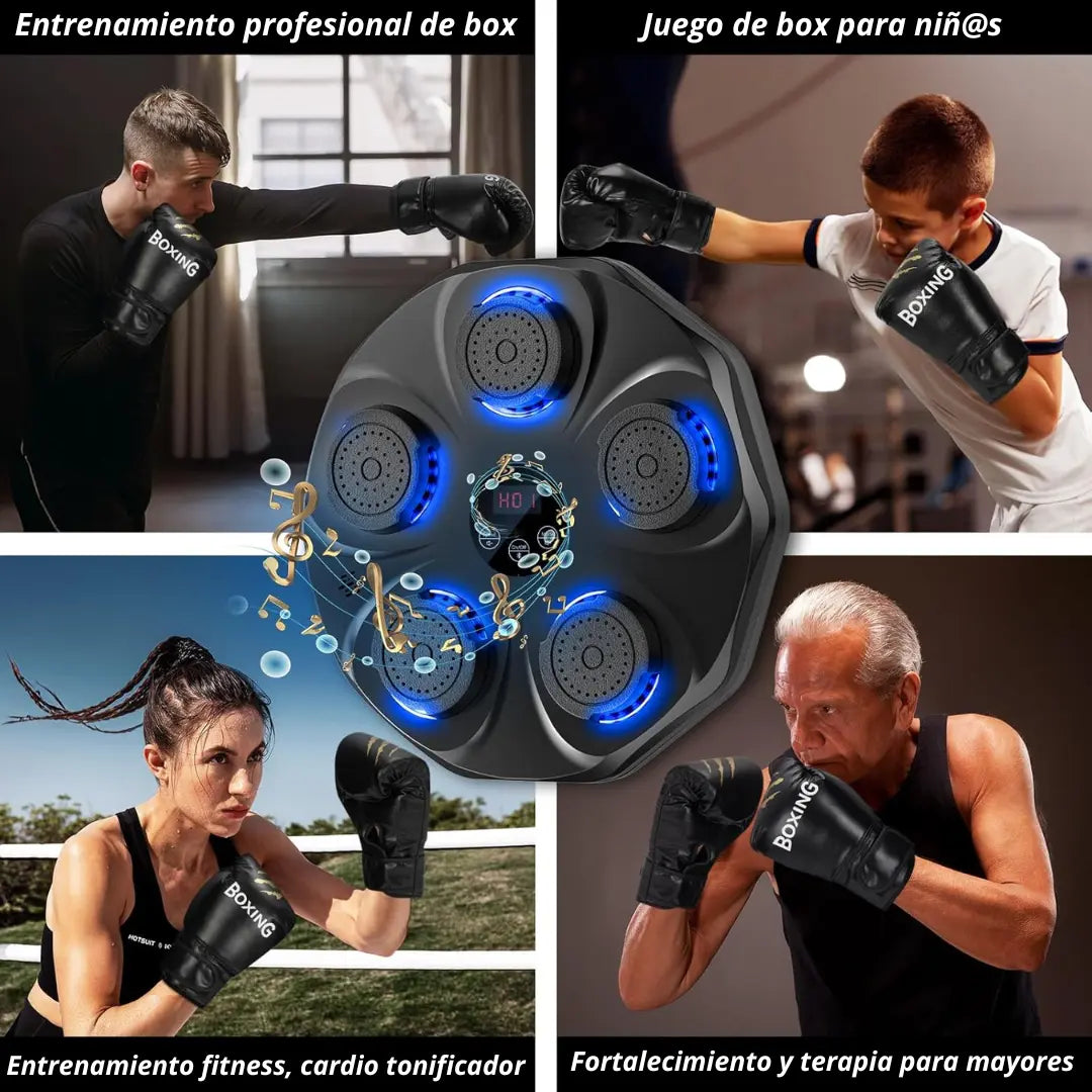 IronHit® - Maquina De Boxeo Con Bocina Bluetooth Y Juegos De Entrenamiento