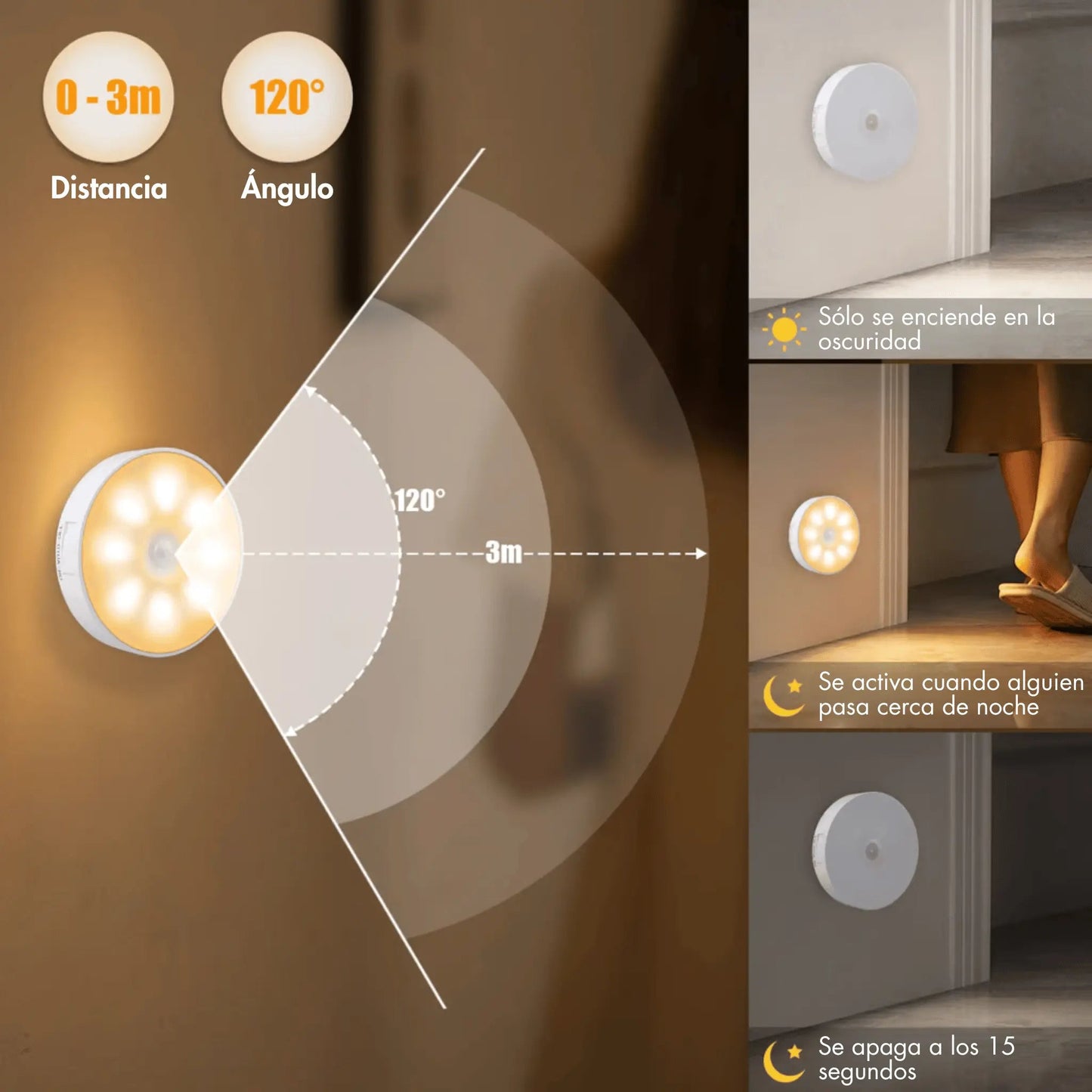 Foco LED recargable con sensor de movimiento
