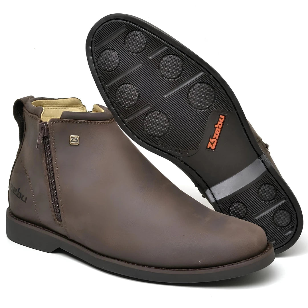 Kit Bota Zavu Casual Ortopédica Masculina de Cuero Legítimo