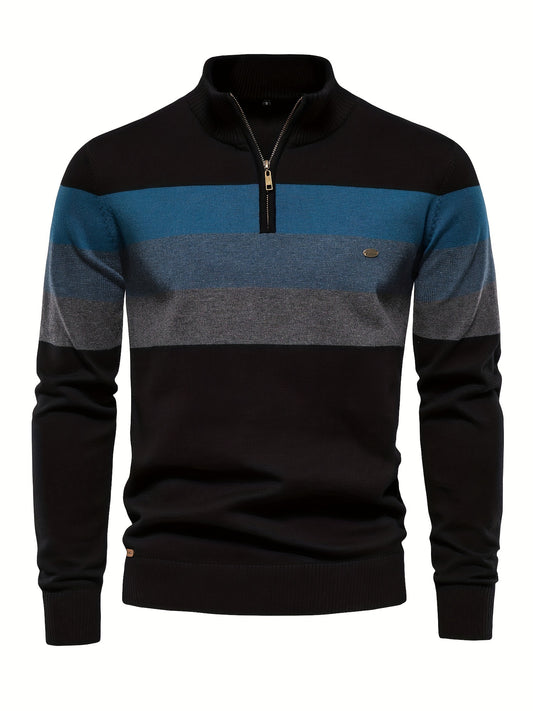 Cotton Knitted Color Block Sweater