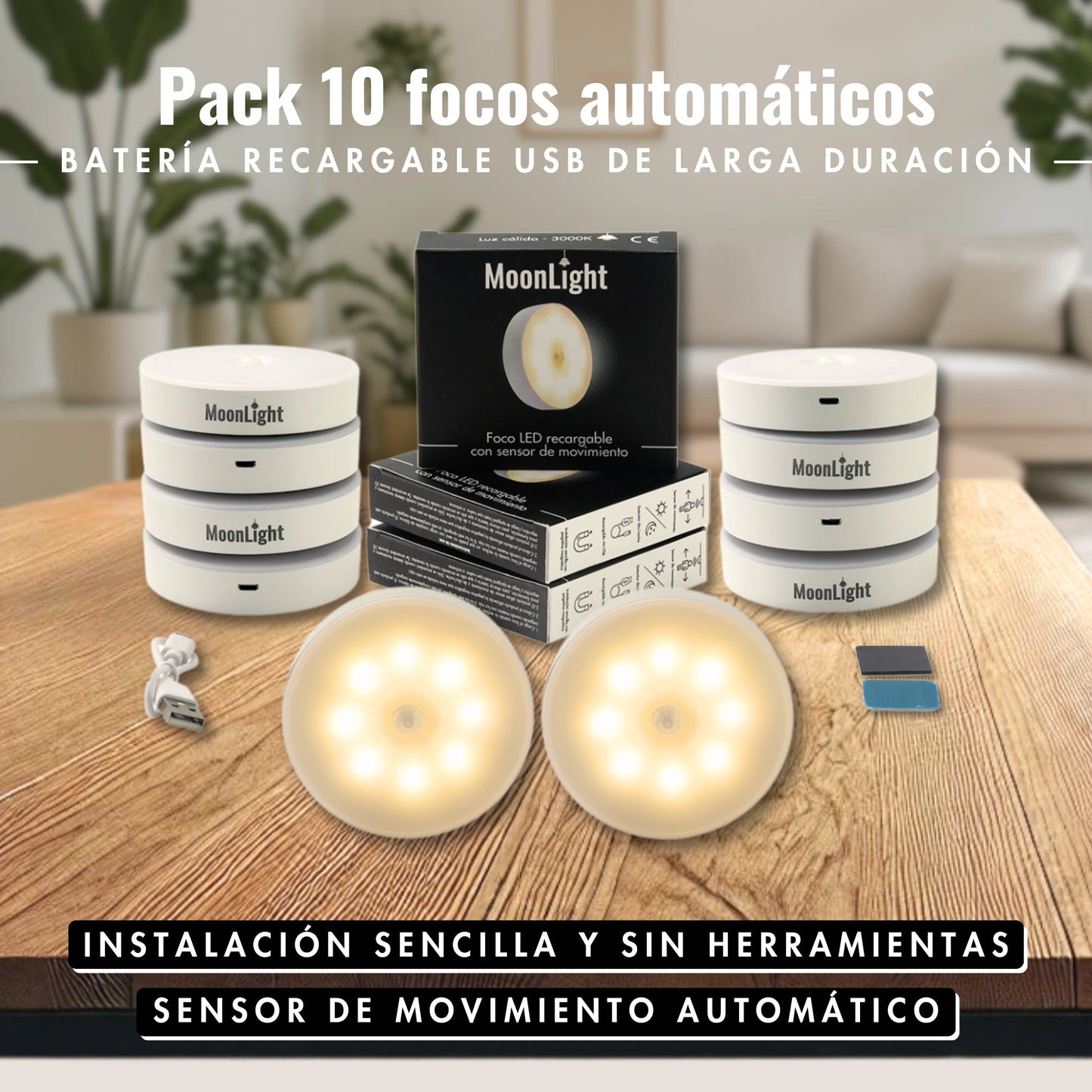 Foco LED recargable con sensor de movimiento